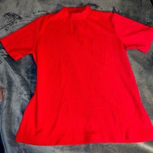 Beautiful Vintage Red Blouse, mock turtle neck, zip enclosure, no tags, size M